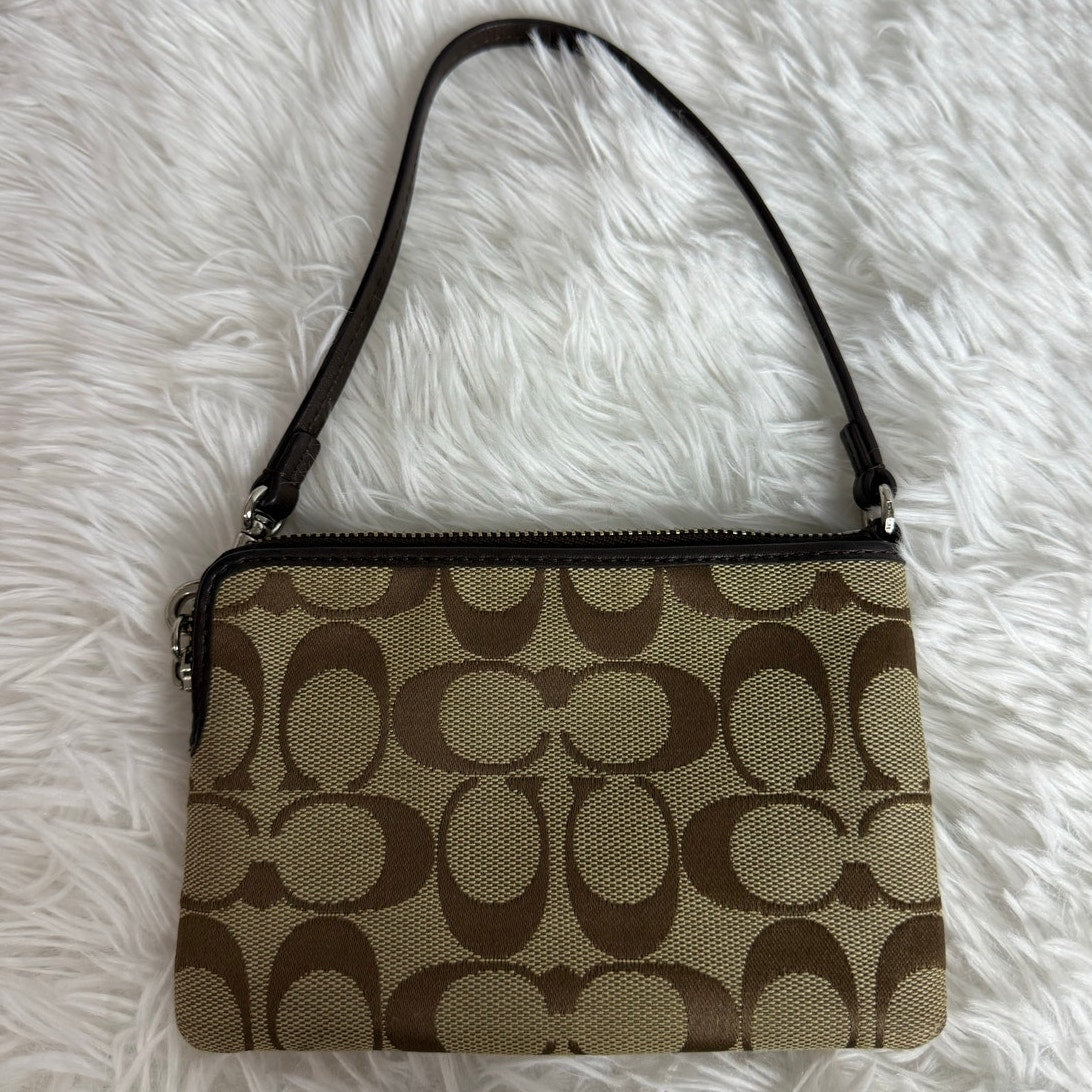 COACH Brown Signature Canvas Wristlet