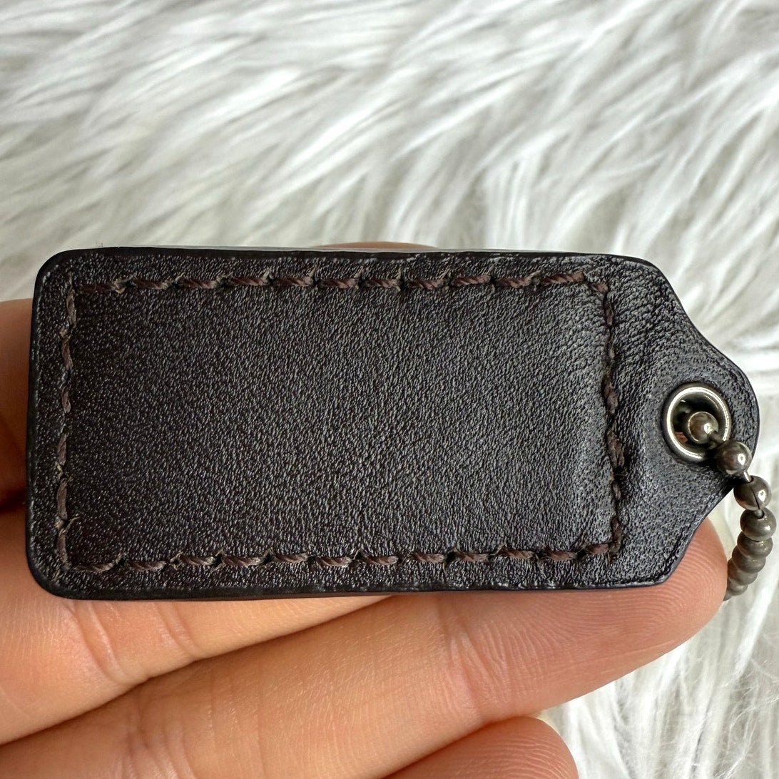 1.5" COACH Brown Fob Bag Charm Hang tag Hangtag