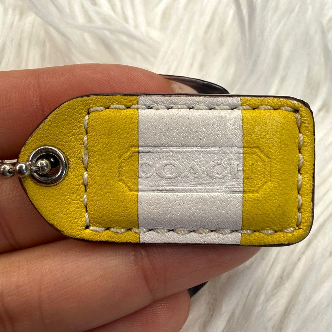 1.5” COACH Yellow White Fob Bag Charm Hang tag Hangtag