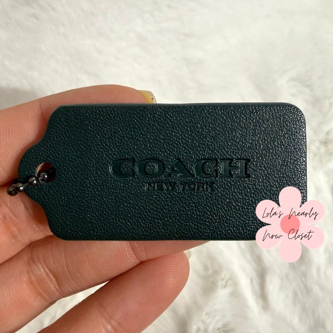 2" COACH Green Fob Bag Charm Hang tag Hangtag