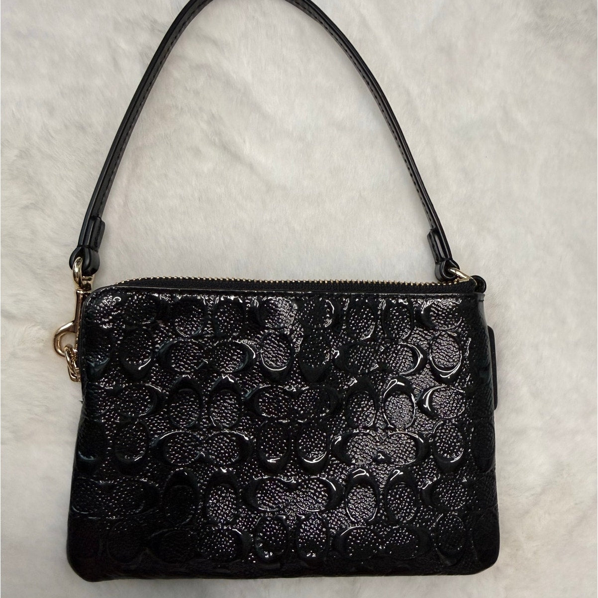 Coach Corner Zipper Black Wristlet