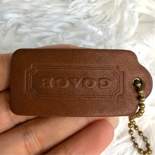 2"  Vintage COACH British Tan Fob Bag Charm Hang tag Hangtag
