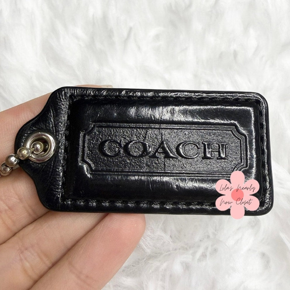 2” COACH Black Fob Bag Charm Hang tag Hangtag