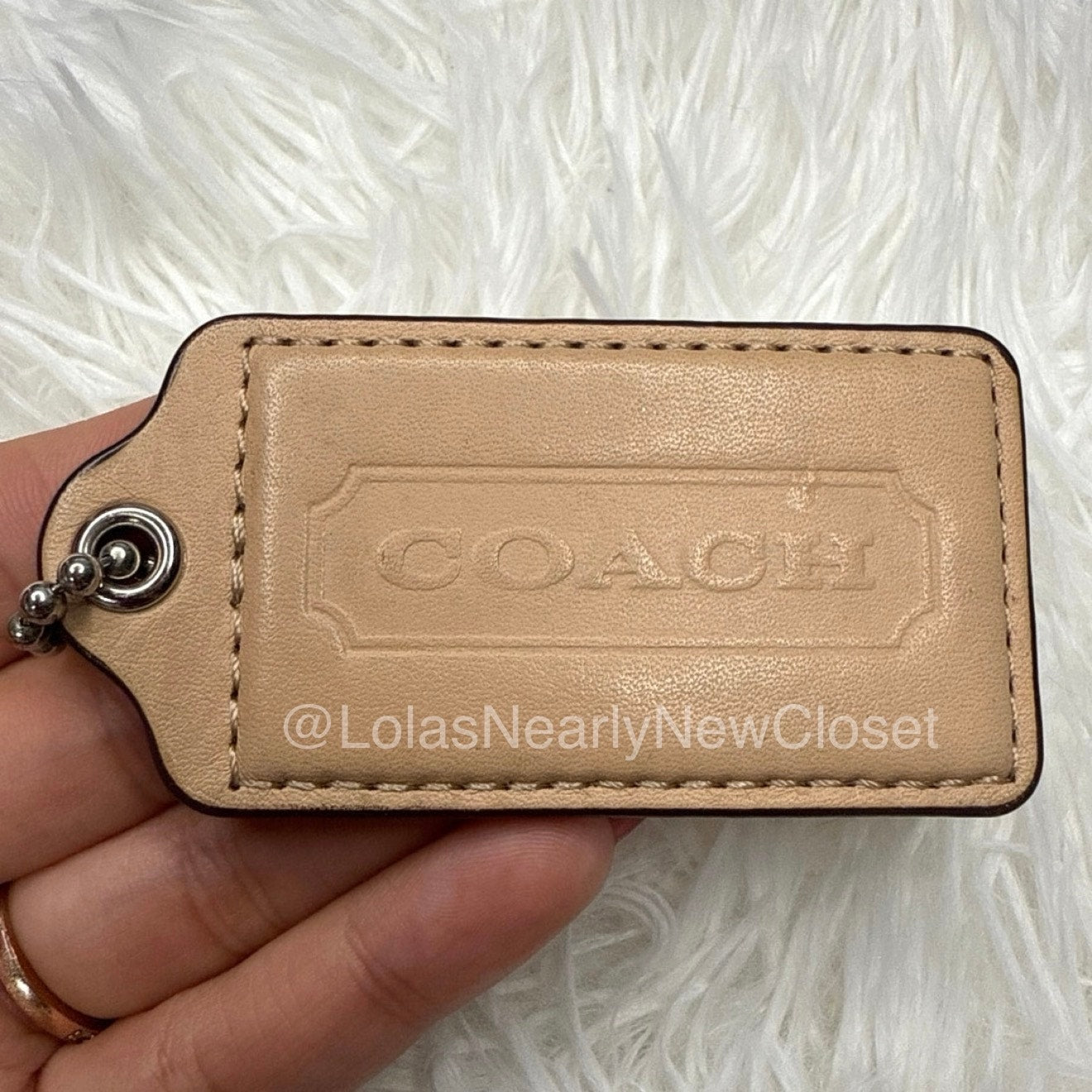 3" COACH Tan Fob Bag Charm Hang tag Hangtag
