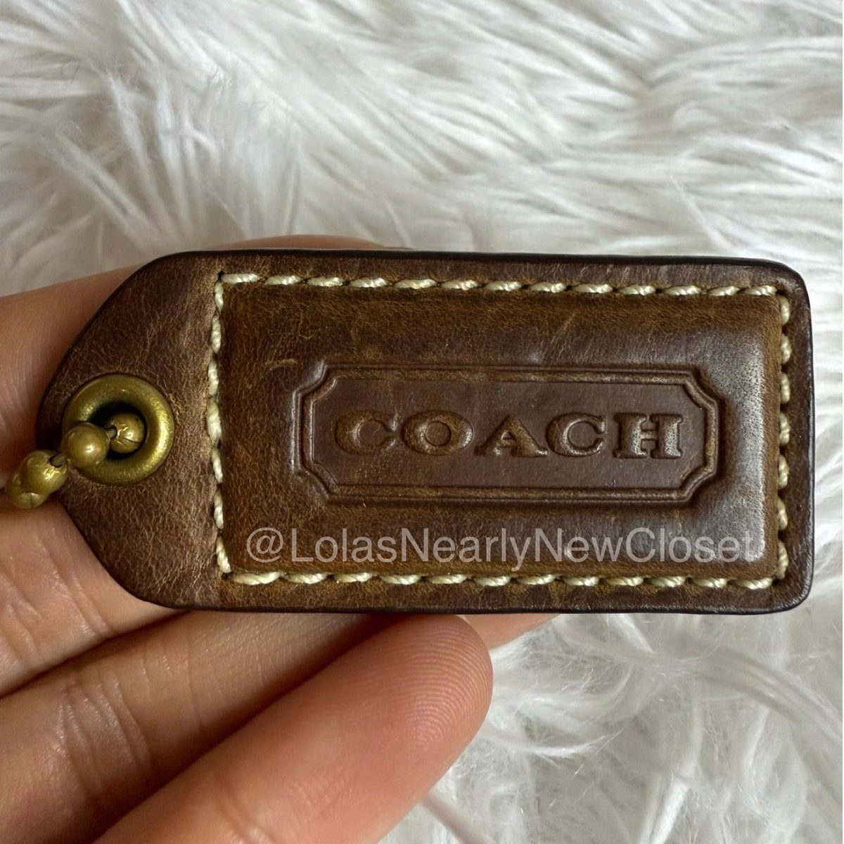 2" y2k COACH Brown Fob Bag Charm Hang tag Hangtag