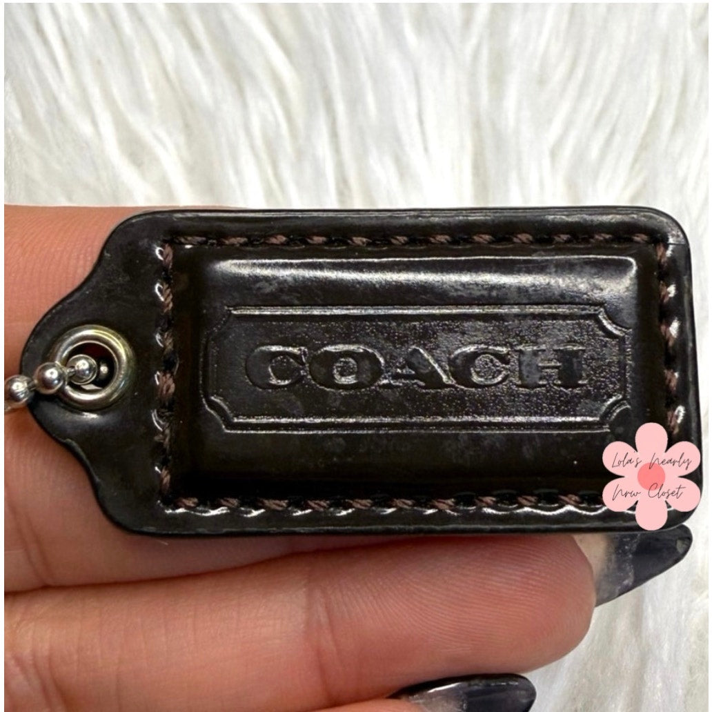 1.5" COACH Brown Fob Bag Charm Hang tag Hangtag