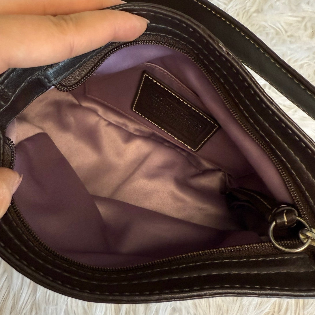 y2k COACH Signature Brown Zoe Mini Purse Shoulder Bag