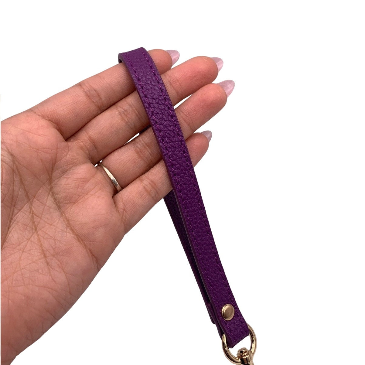 Purple and Gold Wrist Strap Bag Strap 20CM PU Leather Handles