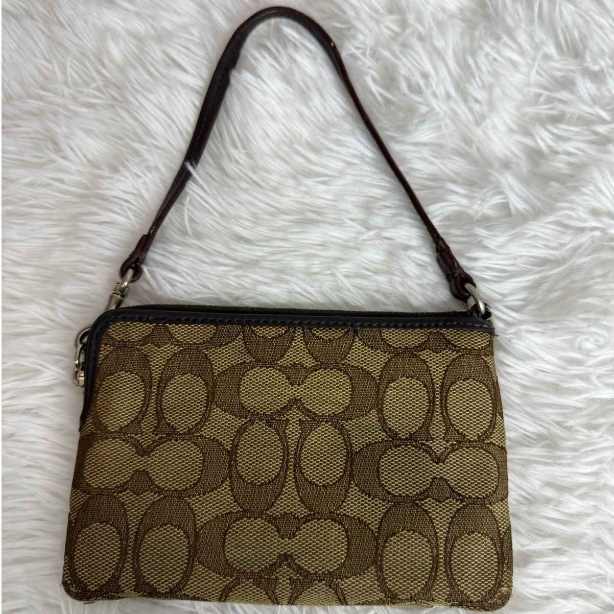 COACH Brown Signature Canvas Wristlet