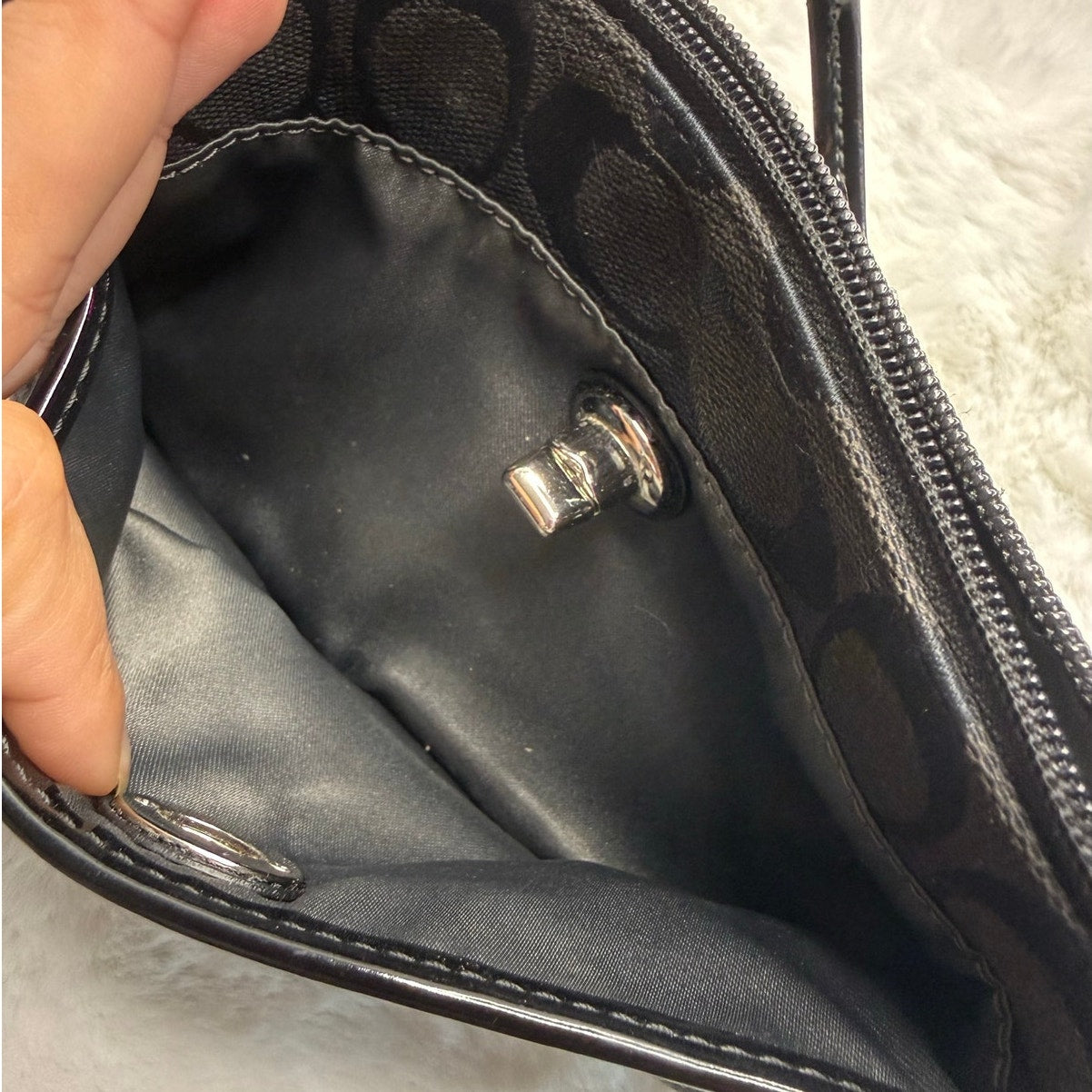 Coach Turlock Black Signature Wristlet