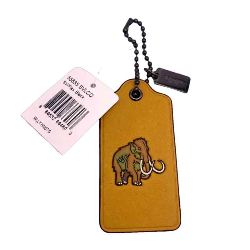 NWT COACH Wolly Mammoth Hangtag in Glove-tanned Leather