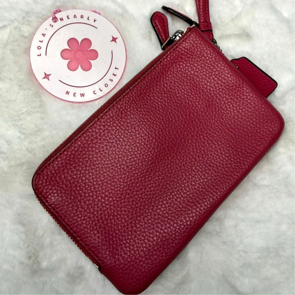 COACH Fuchsia Double Zipper Wristlet