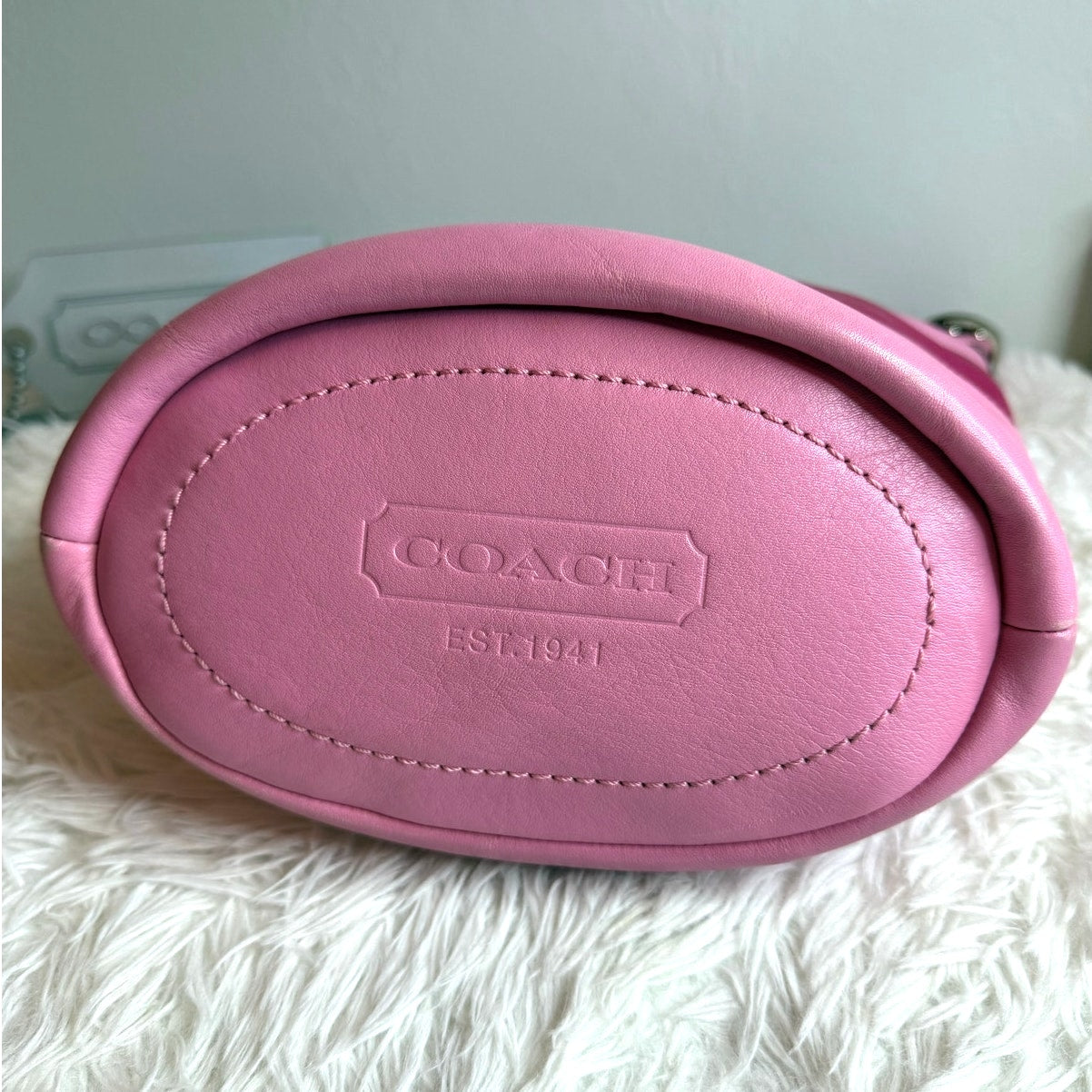 COACH Rugby Stripe Pink Leather Duffle Crossbody Shoulder Bag F13357