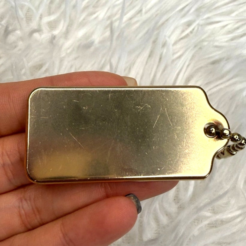 2" COACH Metal Gold Fob Bag Charm Hang tag Hangtag