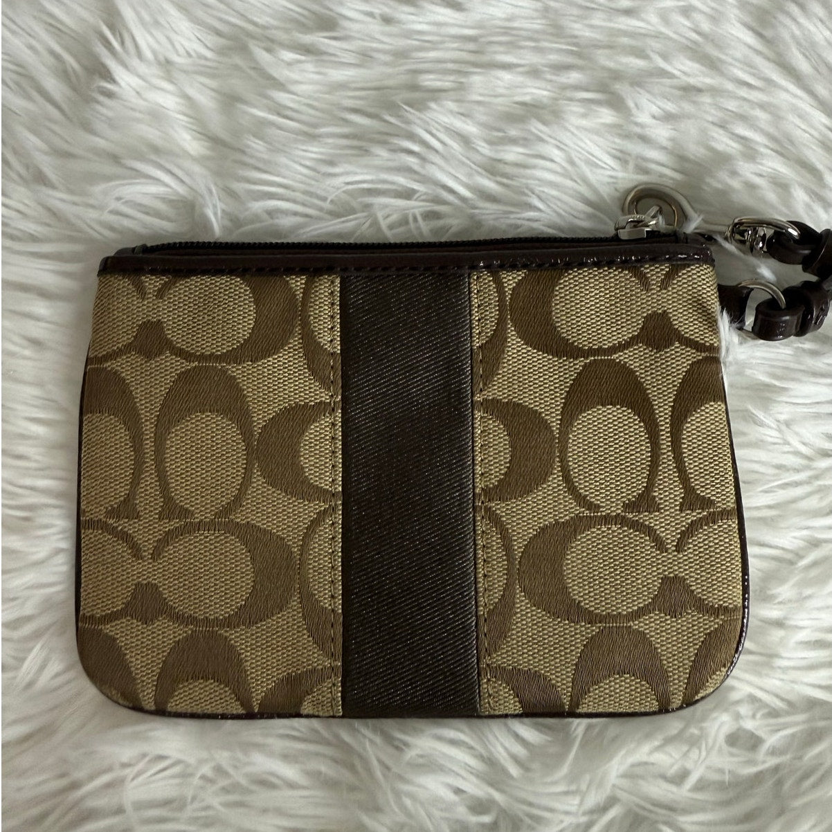 COACH Brown Signature Canvas Wristlet