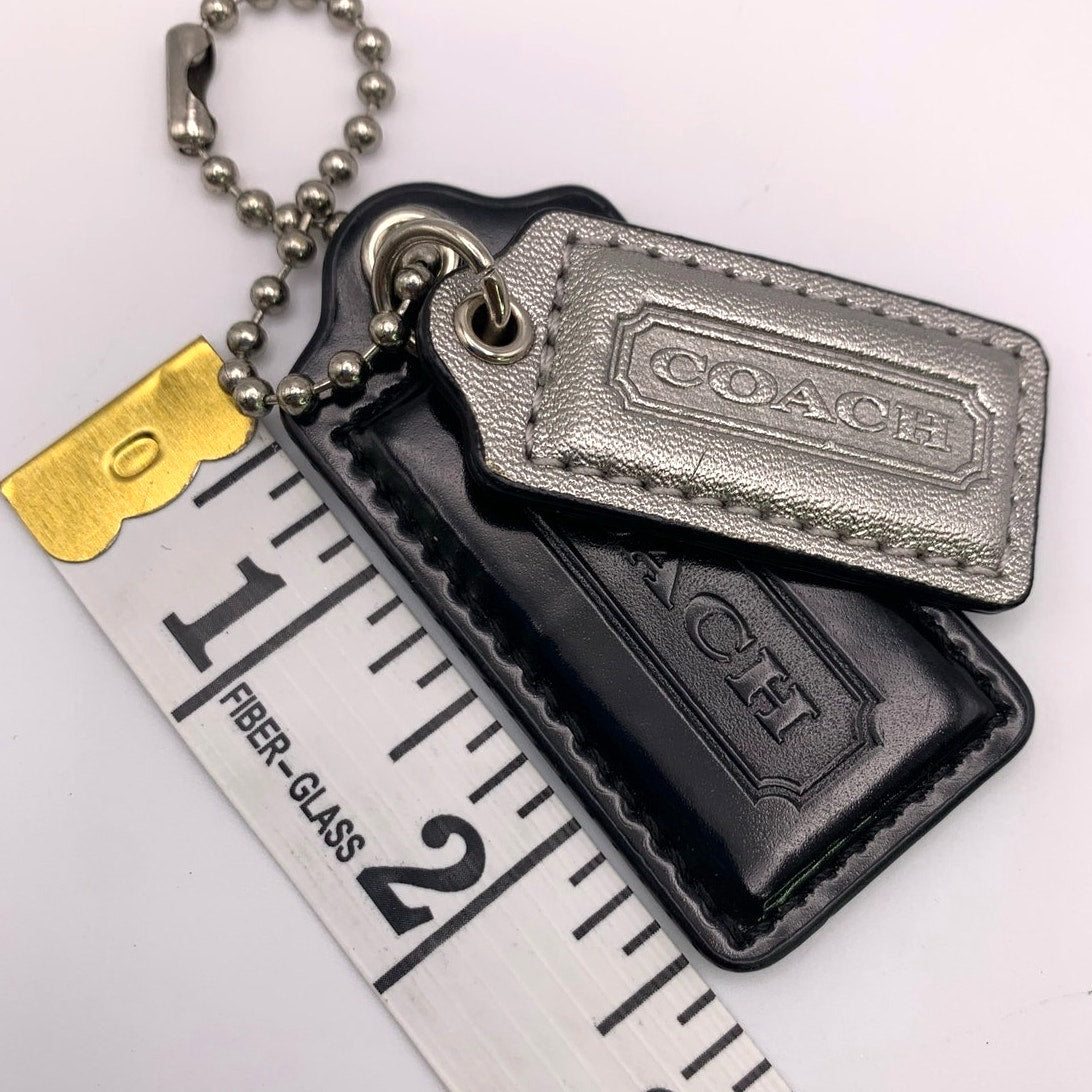 Double Black Silver COACH Replacement Hang Tag Bag Charm