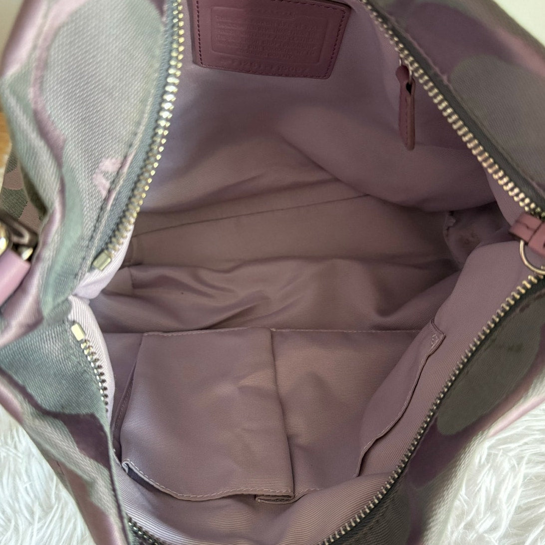 COACH Purple Signature Canvas Duffle Shoulder Bag Crossbody