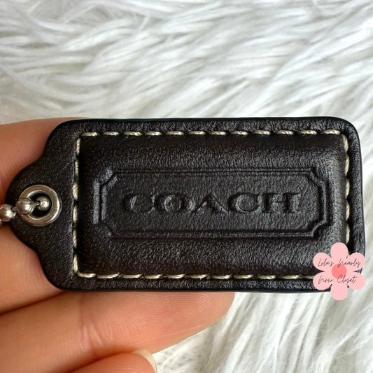 1.5" COACH Brown Fob Bag Charm Hang tag Hangtag