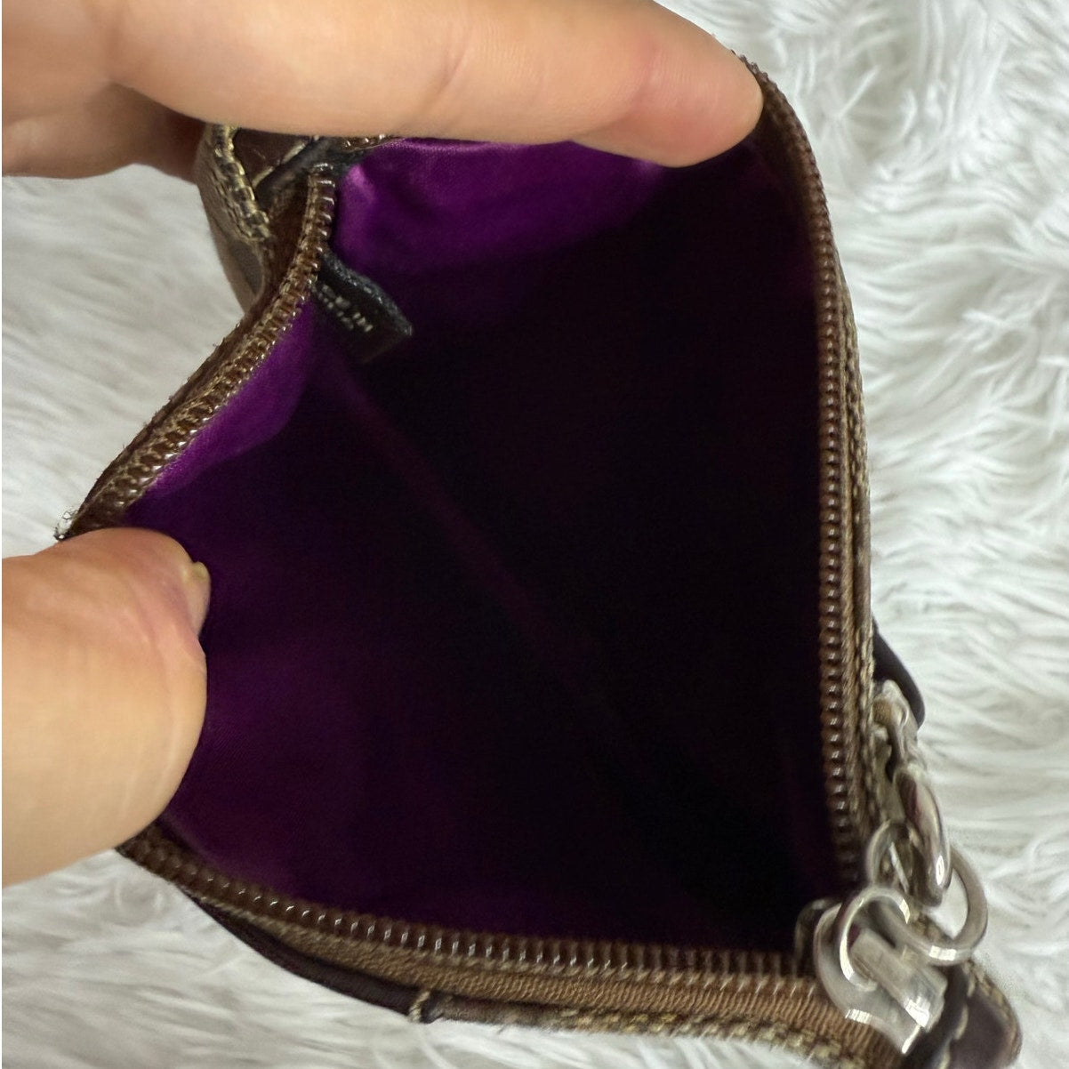 COACH Brown Signature Canvas Wristlet
