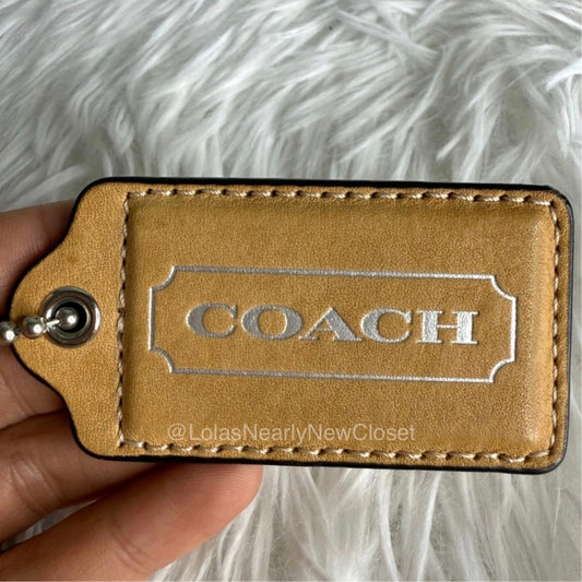 3" COACH Tan Fob Bag Charm Hang tag Hangtag
