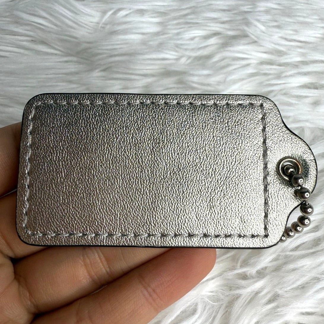2.5" COACH Silver Fob Bag Charm Hang tag Hangtag