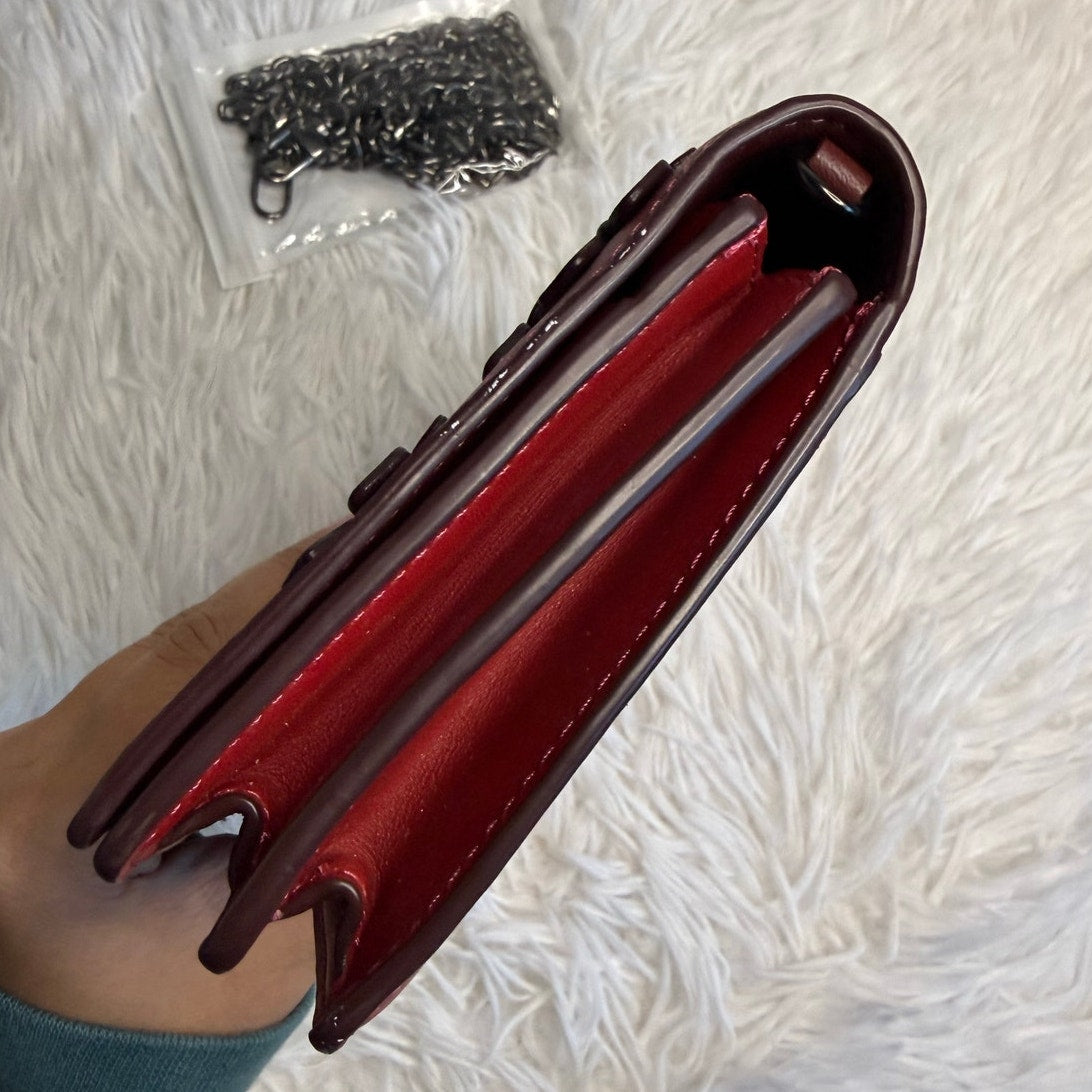 COACH Foldover Chain Clutch with Floral Applique Crossbody