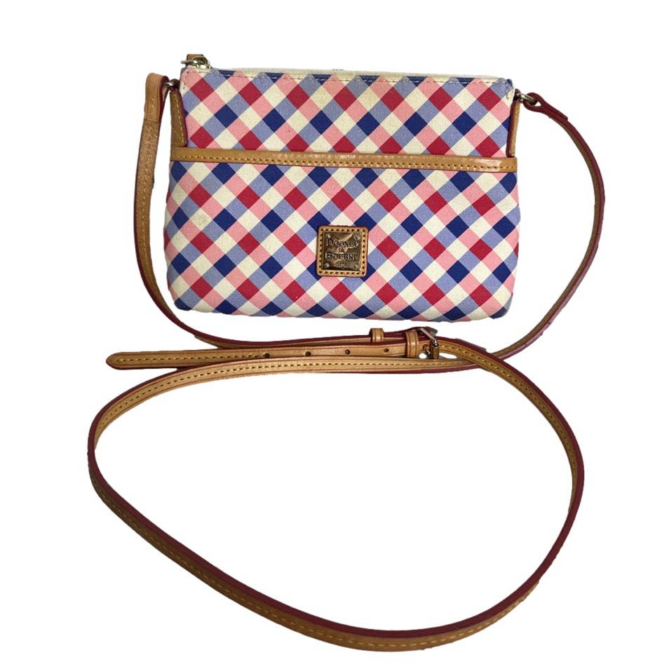 DOONEY & BOURKE Plaid Blue Red and White Canvas Crossbody