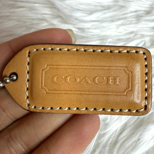 y2k 2" COACH Tan Camal Vintage Fob Bag Charm Hang tag Hangtag