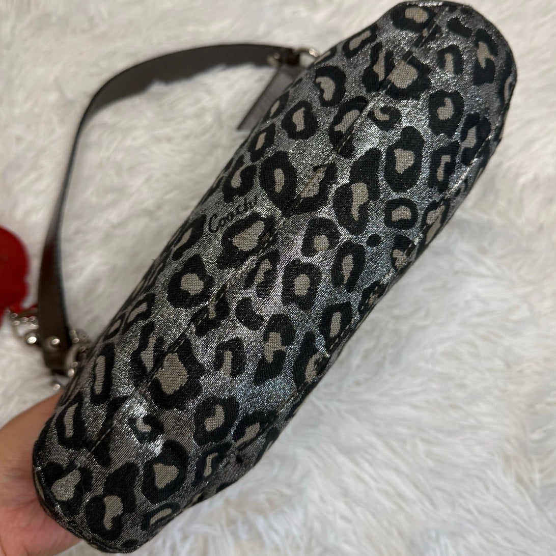 y2k COACH Leopard Silver Metallic Mini Purse shoulder bag