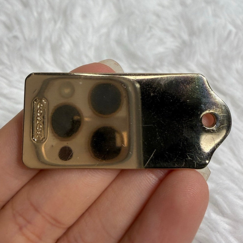 1.5" y2k COACH Gold Metal Fob Bag Charm Hang tag Hangtag