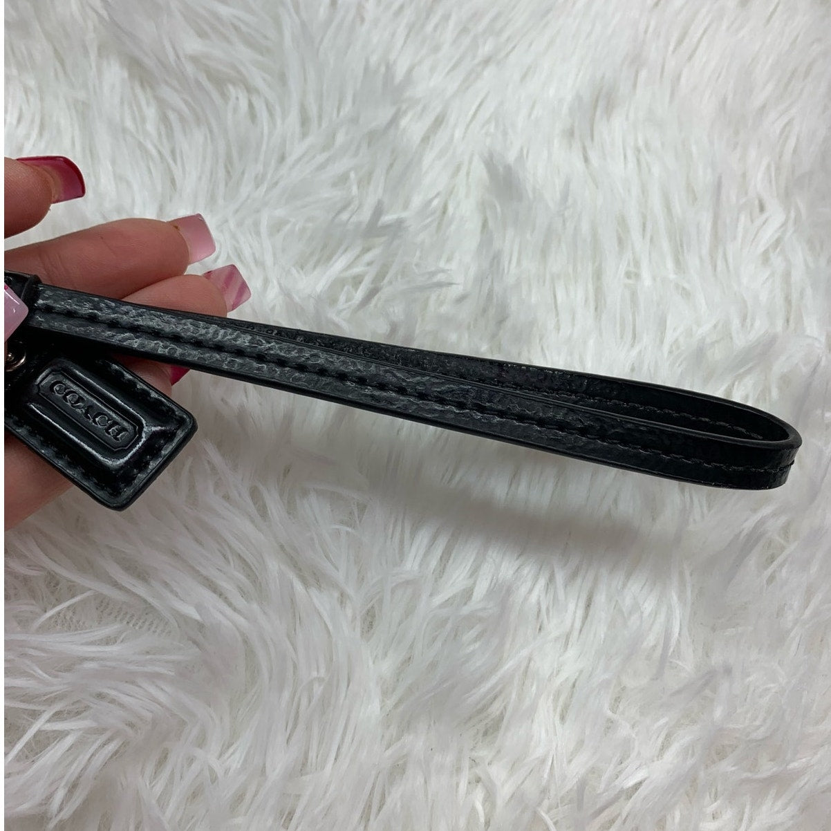 Coach Black Patent Leather Hangtag Tag Hang Tag Fob and Replacement Strap