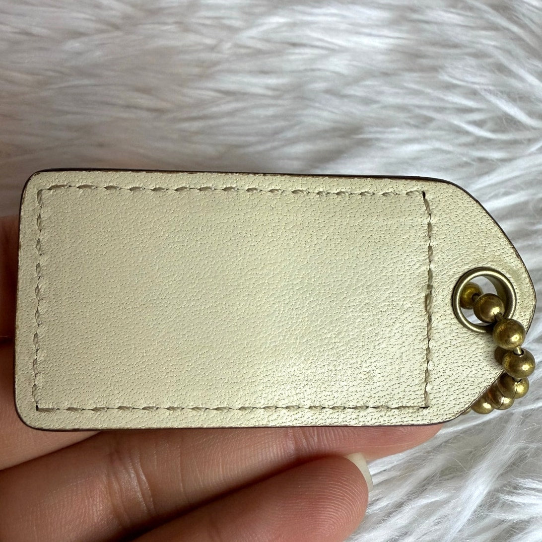 2.5" y2k COACH Gold Cream Fob Bag Charm Hang tag Hangtag