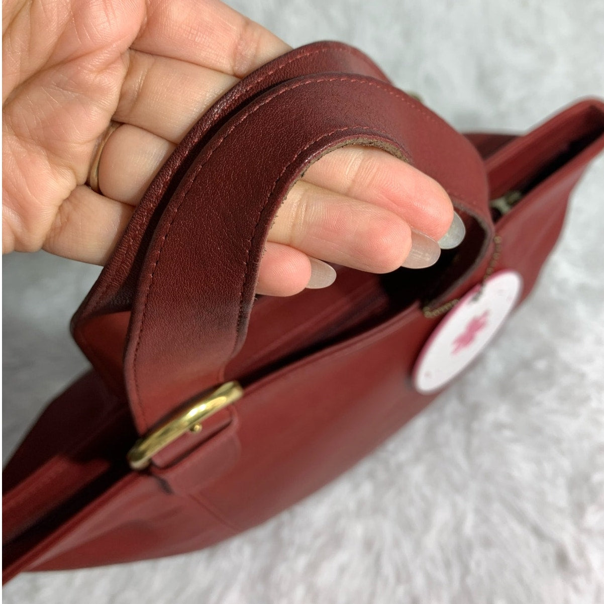 Vintage COACH Waverly Red United States Top Handle Handbag