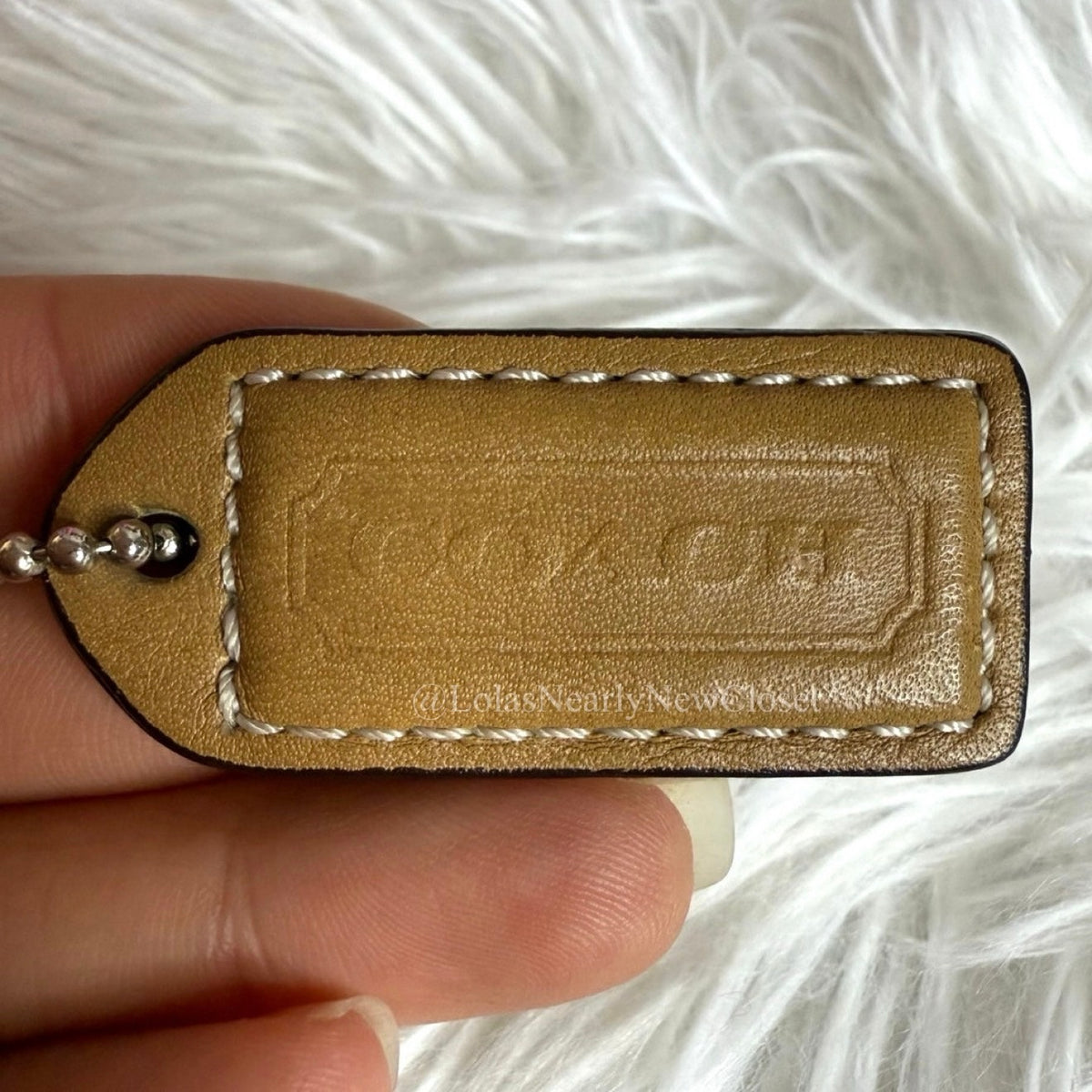 1.5" y2k COACH Tan Fob Bag Charm Hang tag Hangtag