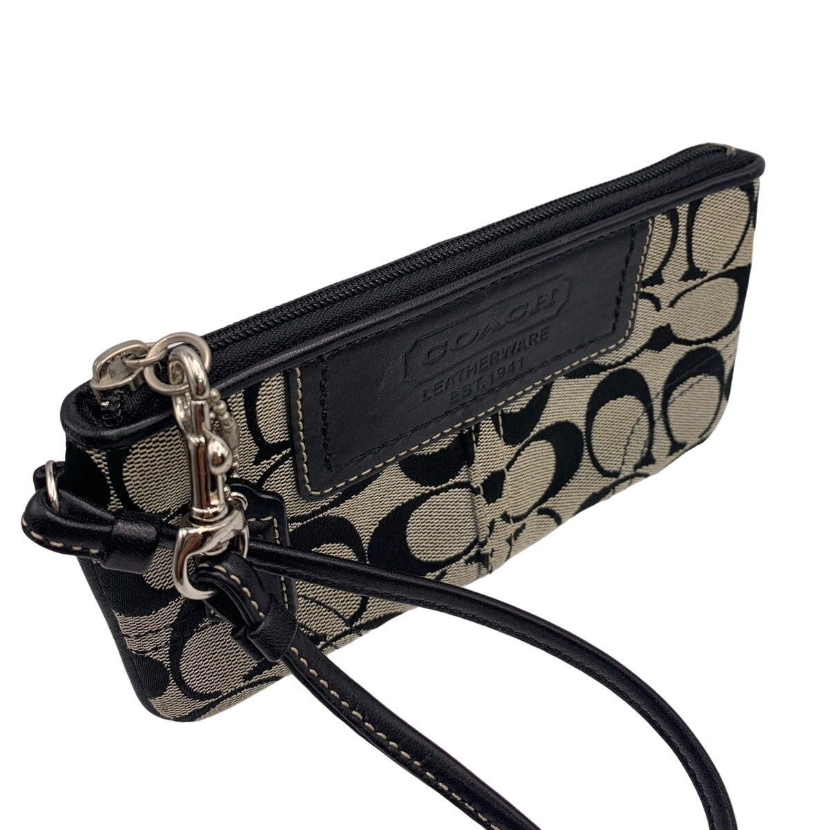 Y2K COACH Black Gray Signature Canvas Wristlet