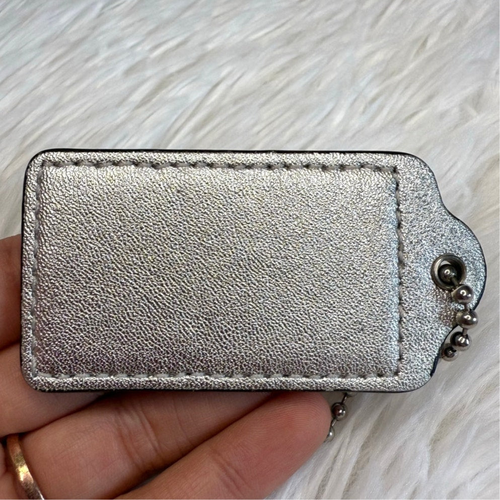 2.5" COACH Silver Fob Bag Charm Hang tag Hangtag