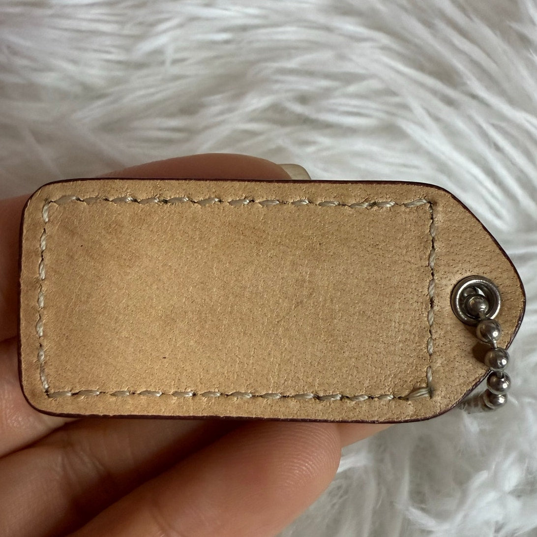 1.5" Y2k COACH Vintage Tan Fob Bag Charm Hang tag Hangtag