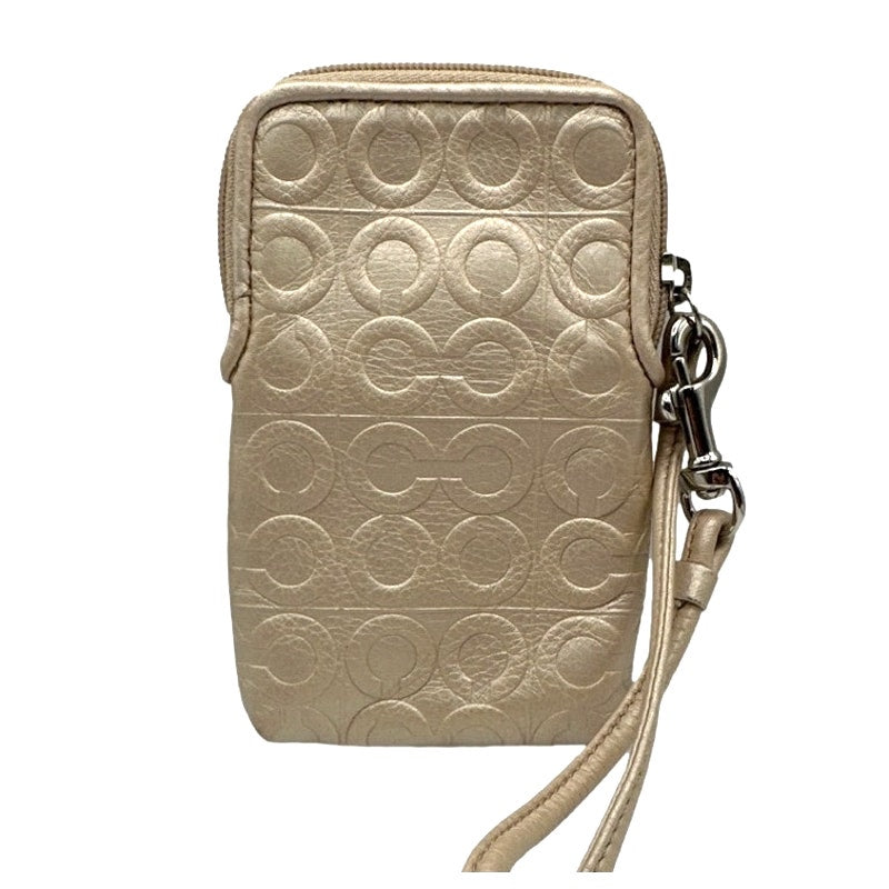 COACH Gold Op Art Signature Card Holder Wristlet