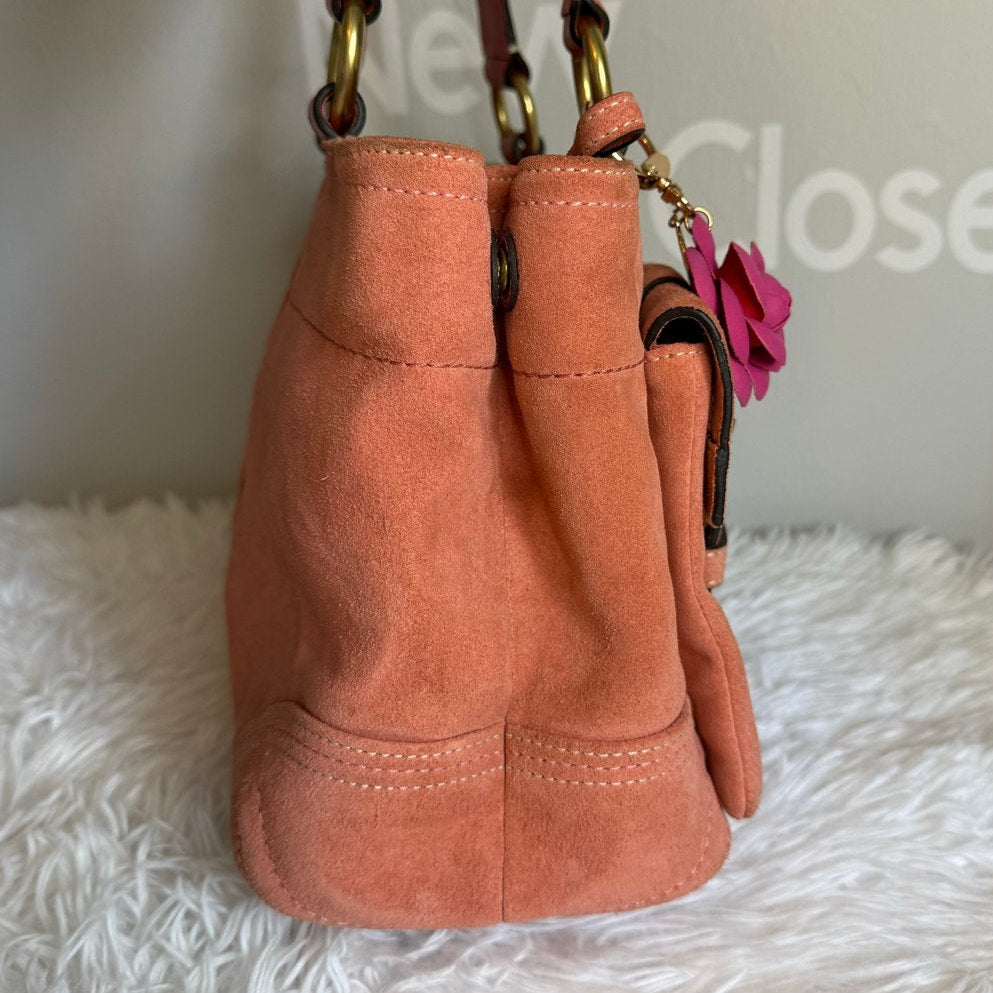 y2k COACH Vintage Soho Buckle Tan Suede Satchel Handbag