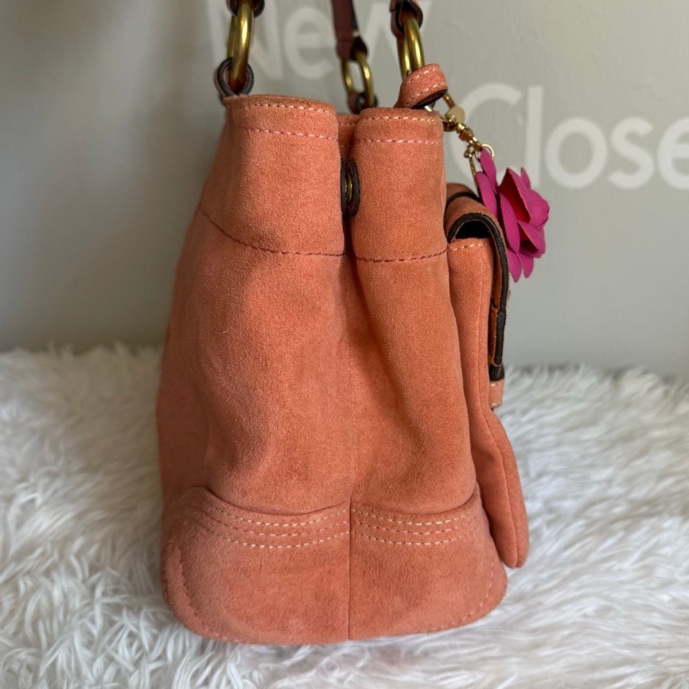 y2k COACH Vintage Soho Buckle Tan Suede Satchel Handbag
