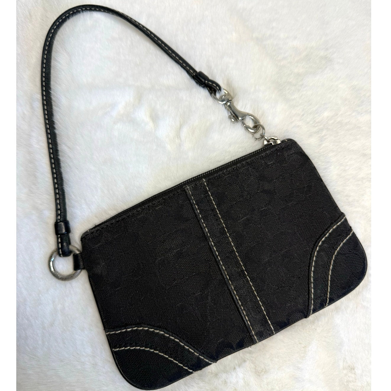 SALE COACH Black Signature Canvas Wristlet