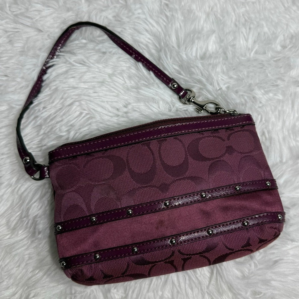 COACH Purple Signature Canvas Wristlet