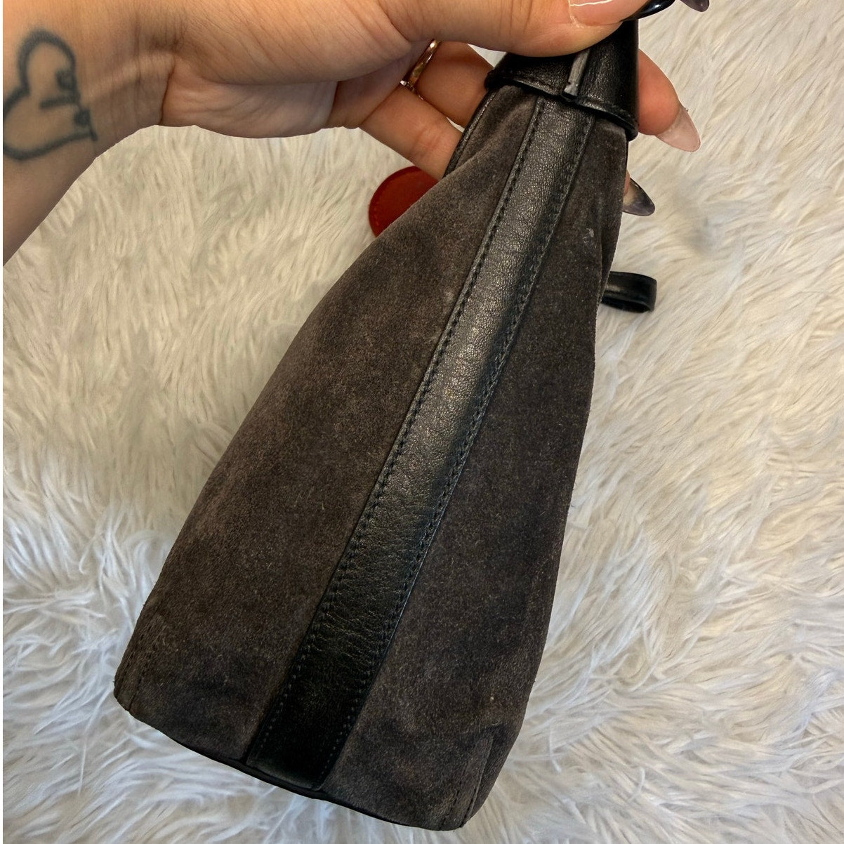 Vintage COACH 2001 Black Suede Shoulder Bag