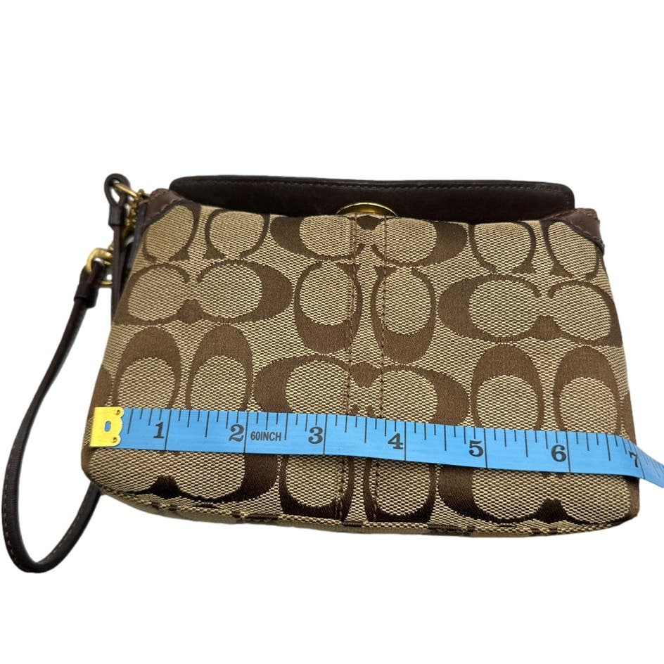 COACH Brown Signature Canvas Mini Purse / Wristlet