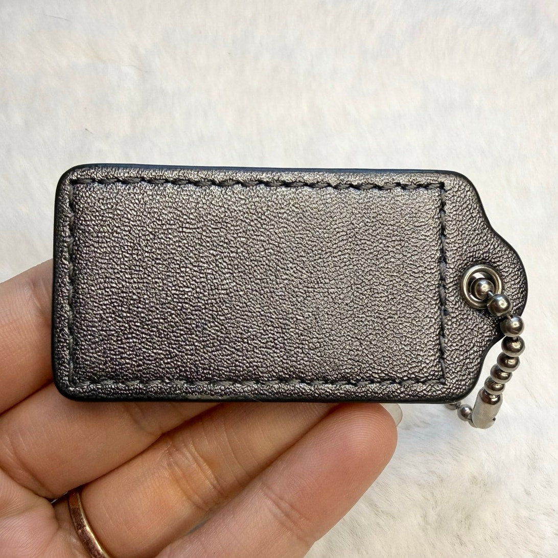 2" COACH Metallic Gray Fob Bag Charm Hang tag Hangtag
