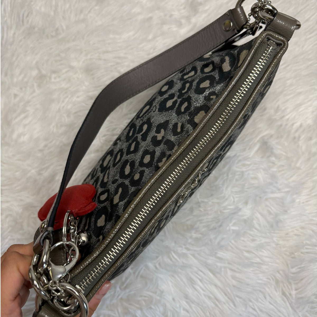 y2k COACH Leopard Silver Metallic Mini Purse shoulder bag