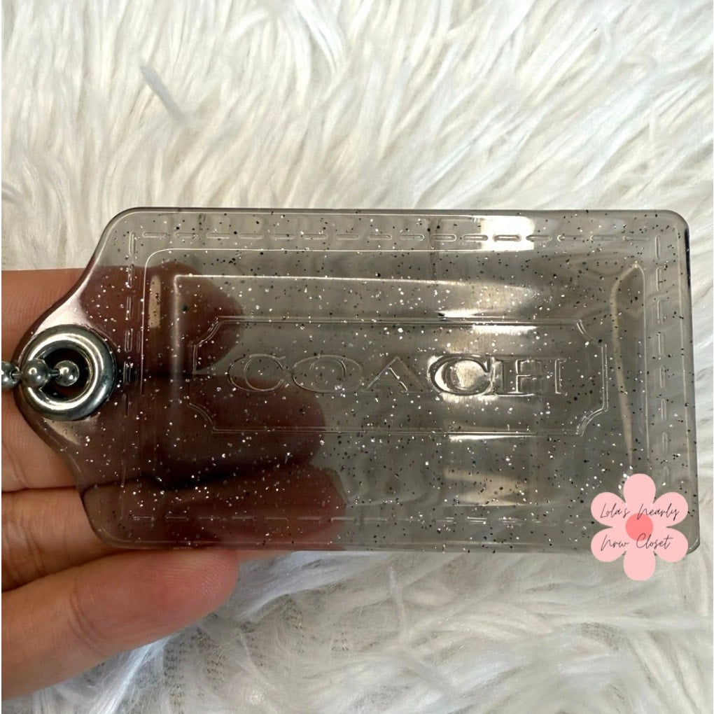 3” COACH Poppy Clear Gray Fob Bag Charm Hang tag Hangtag