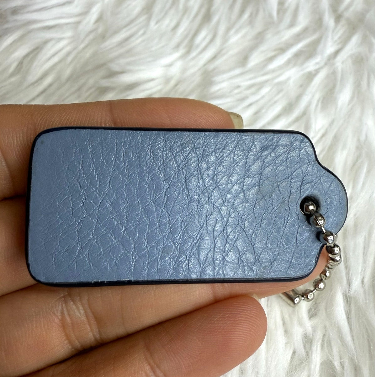 1.5" COACH Light Blue Fob Bag Charm Hang tag Hangtag