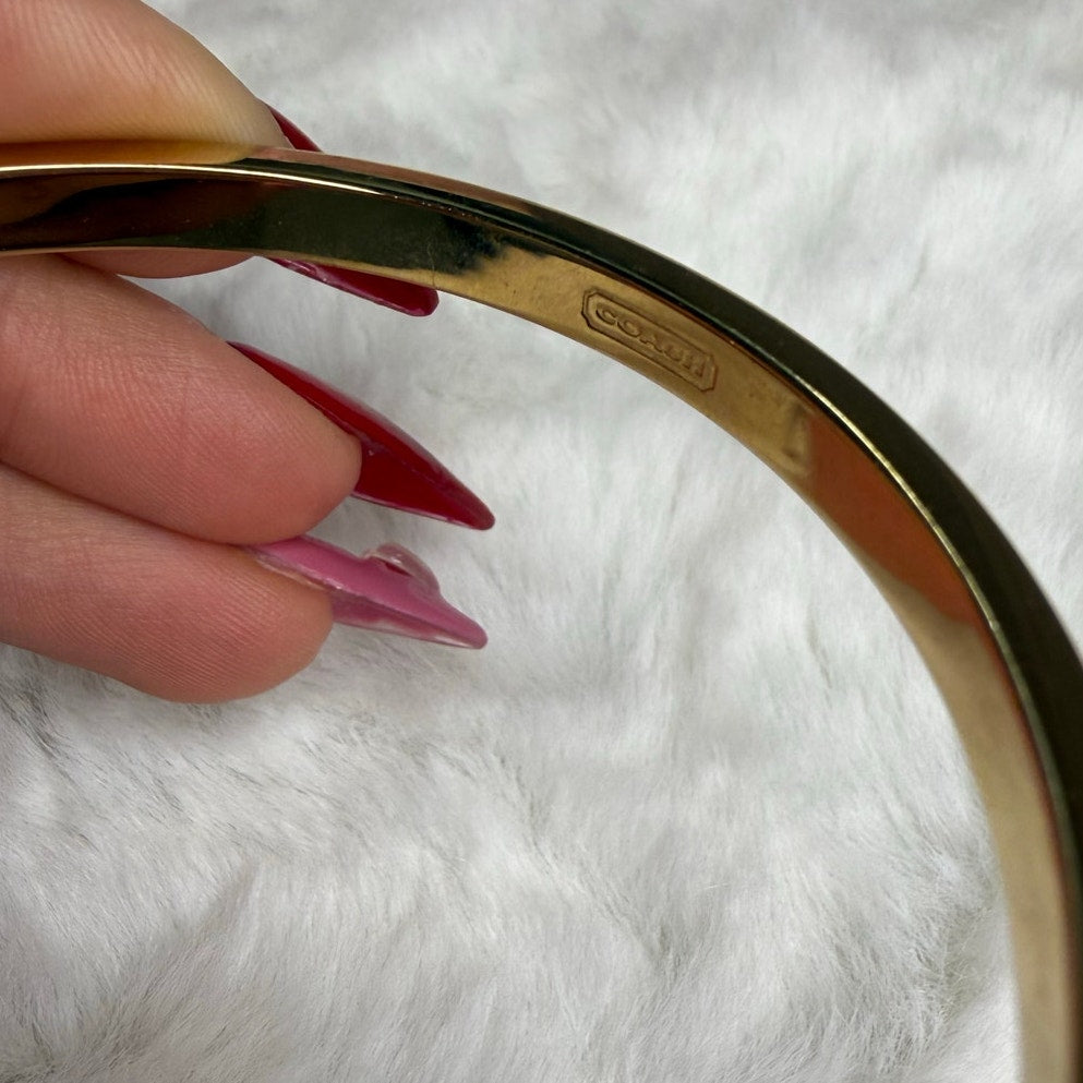 Coach Pave Crystal 96416 gold-tone bangle bracelet crystal hinge