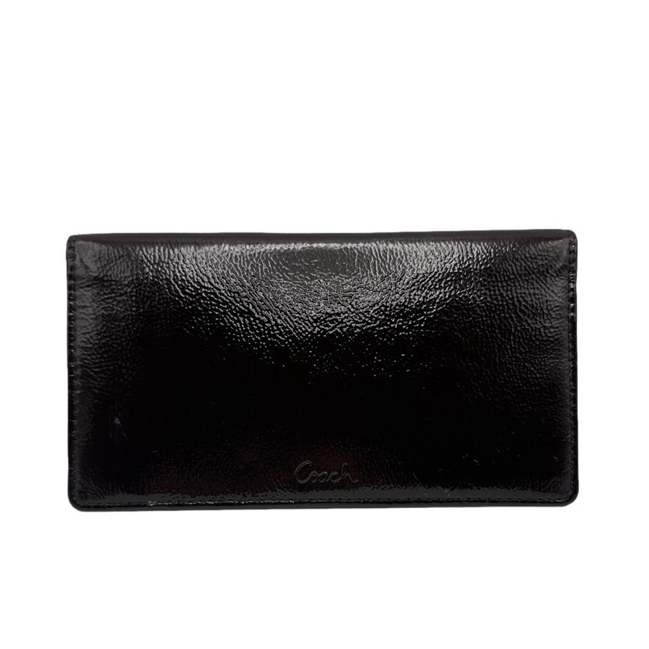 COACH Brown Patent Leather Checkbook
